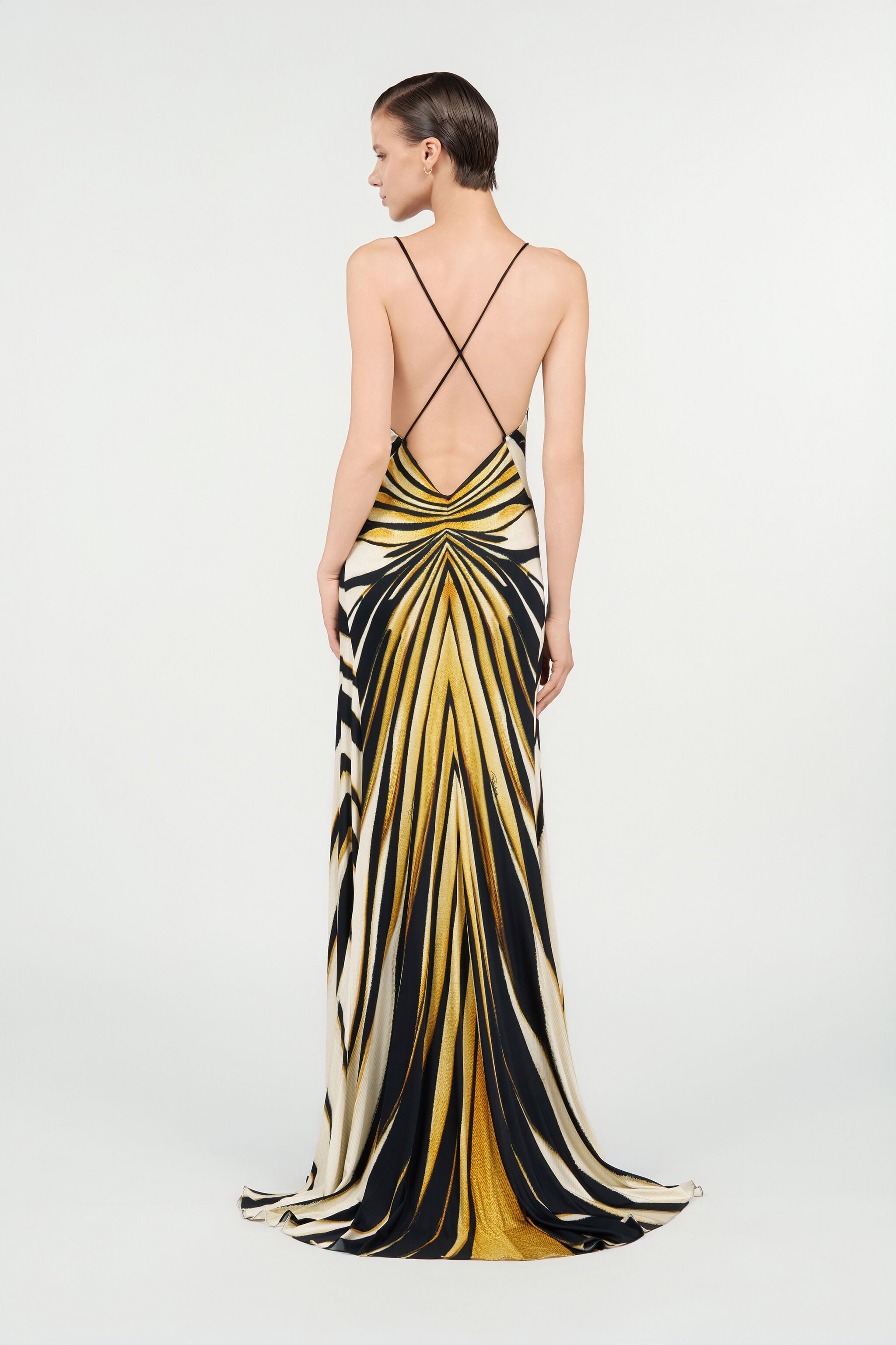 ray dress in gold Ray Of Gold Print Silk Mini Dress in Gold for Women
