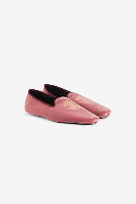 RC Mirror Snake-Embroidered Velvet Slippers RC Mirror Snake-Embroidered Velvet Slippers ROSA OQS00C-PC325