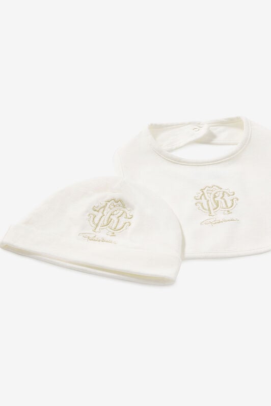 JU Ensemble Bonnet, Bavoir Et Grenouillère JU Ensemble Bonnet, Bavoir Et Grenouillère Blanc TJT820-JD001