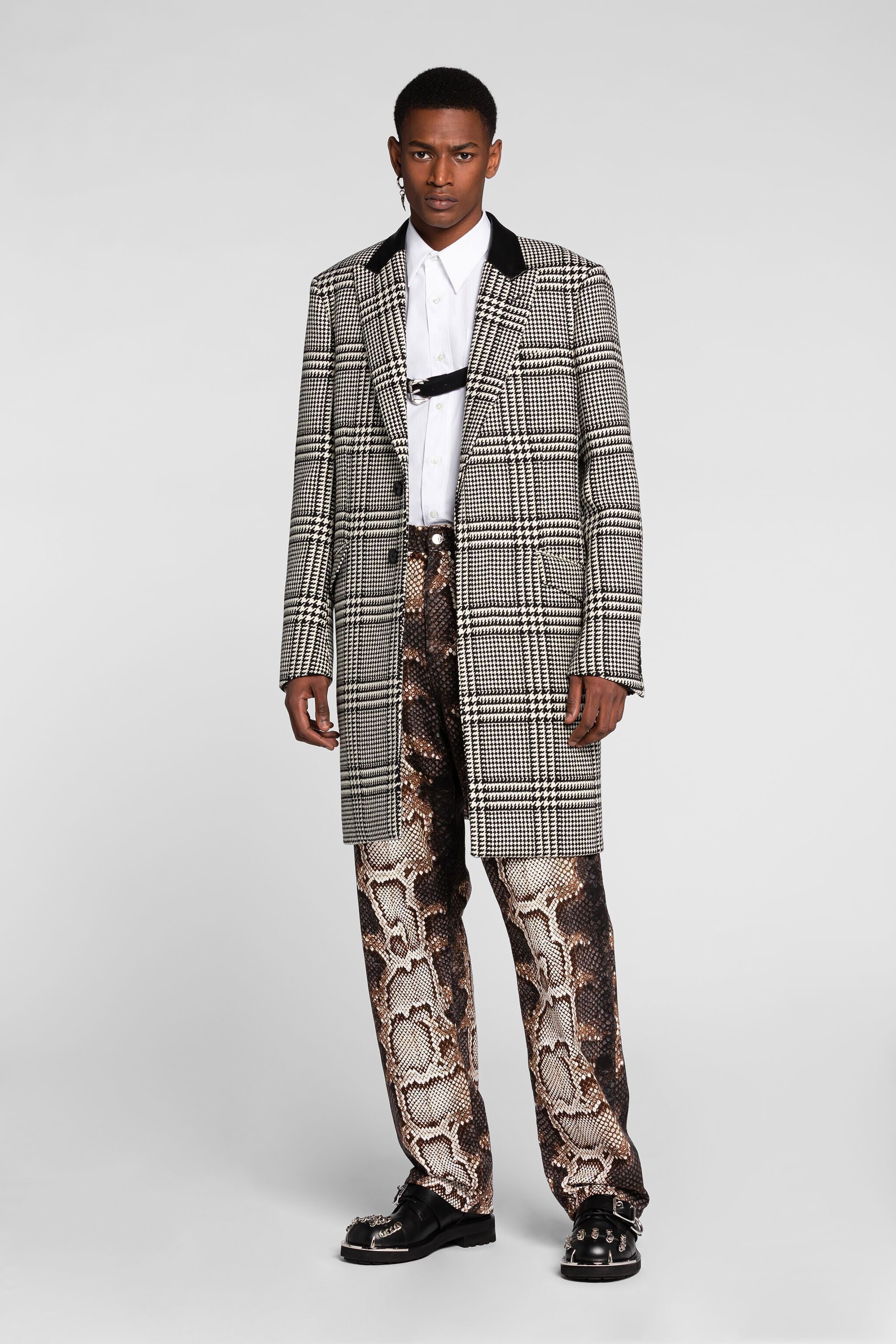 RC Houndstooth Single-Breasted Coat RC Houndstooth Single-Breasted Coat WHITE/BLACK PNT500-GA007