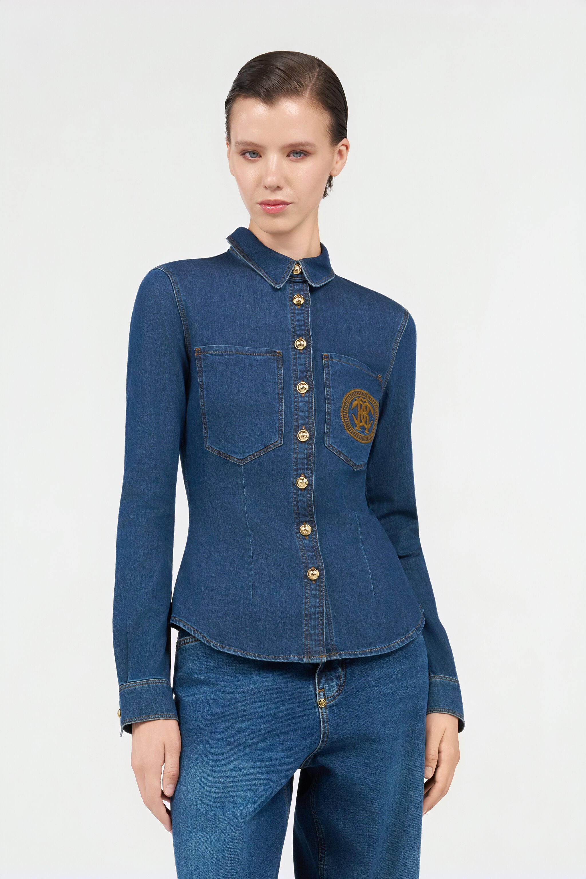 RC Jeanshemd Mit Monogram RC DARK BLUE QOJ70K-DLO09