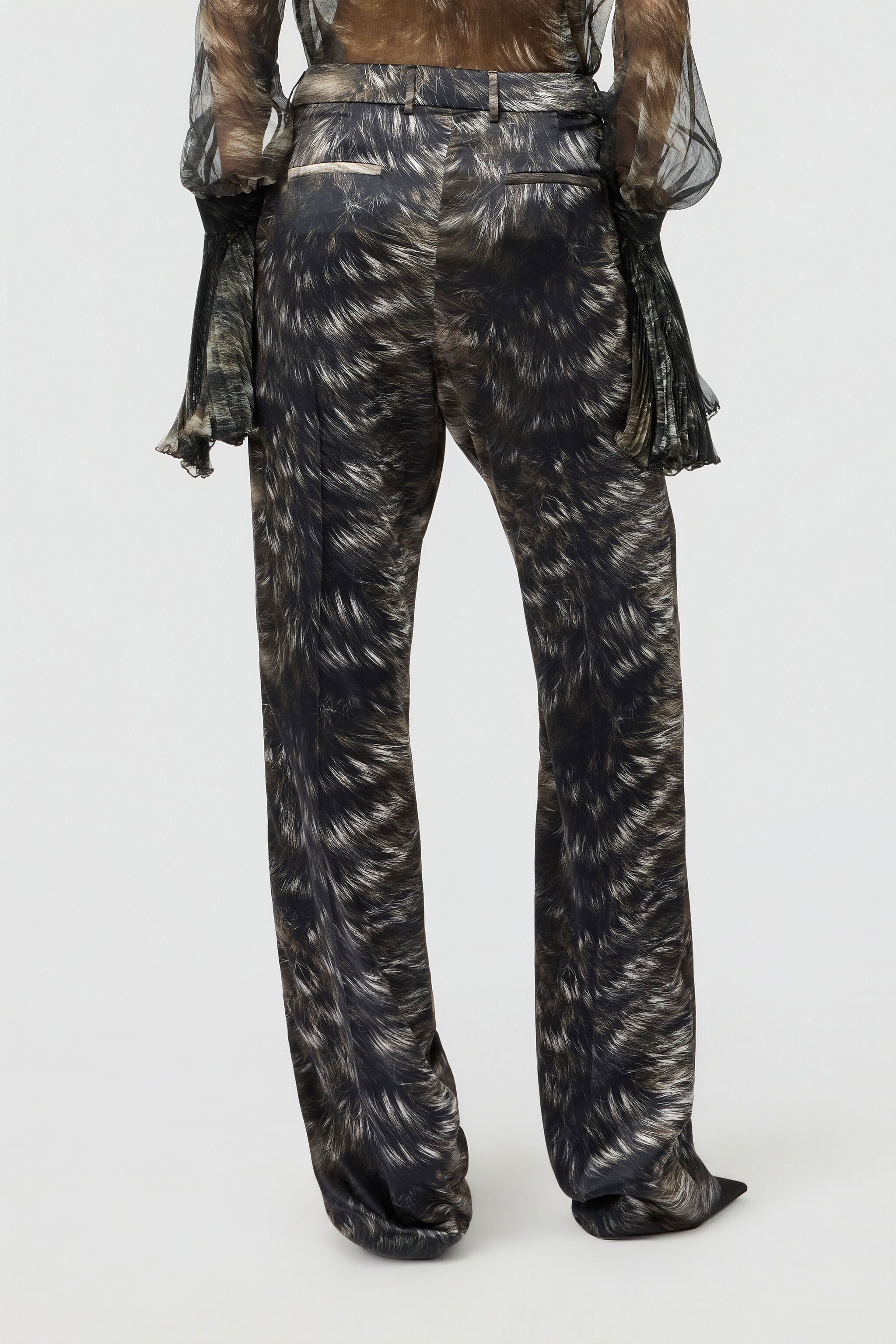 RC Pantalones de seda con estampado Fur RC Pantalones de seda con estampado Fur BLACK/BEIGE XWT202-SZT79
