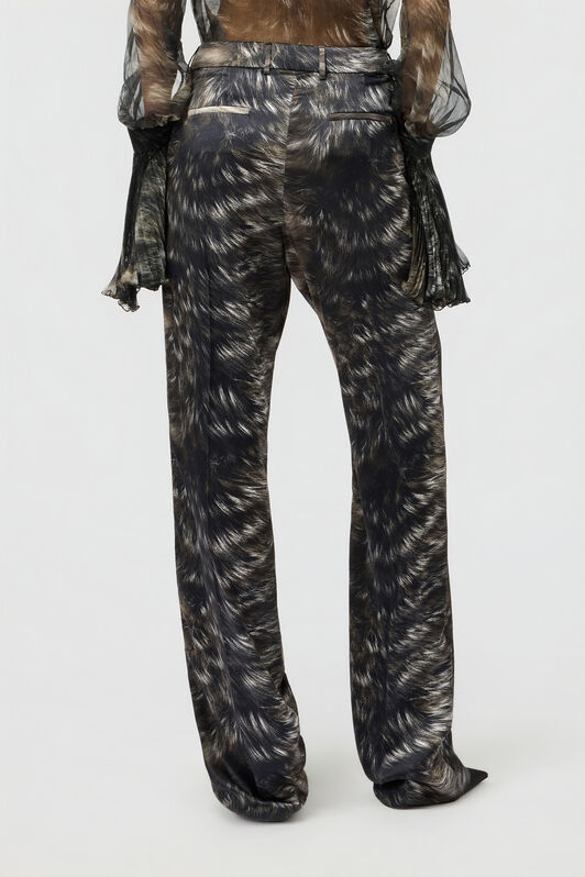 RC Pantalones de seda con estampado Fur RC Pantalones de seda con estampado Fur BLACK/BEIGE XWT202-SZT79