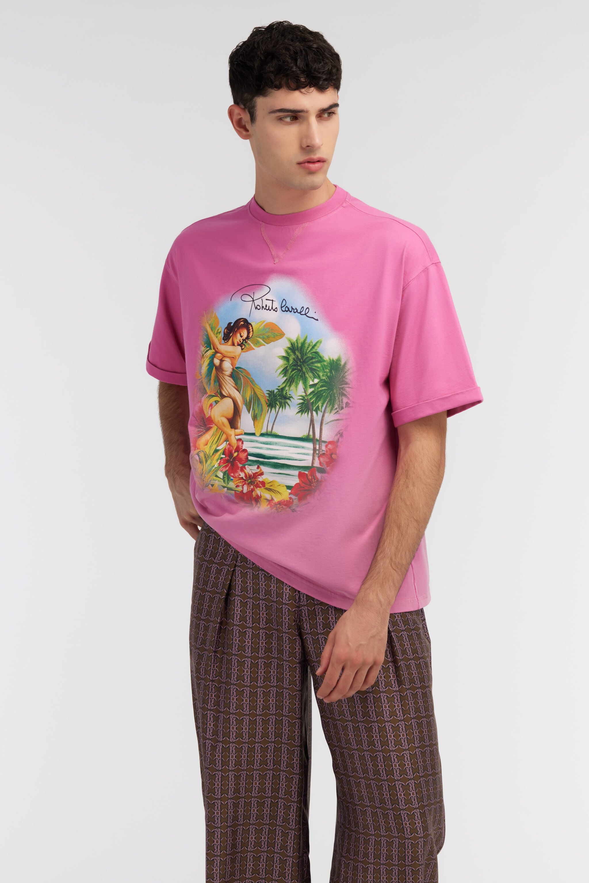 RC Hawaii print t-shirt Fucsia SRT62B-JD060