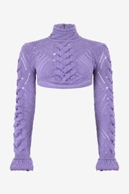 RC Cropped Braided Knit Top With High Neck LILAC XWM611-MQ015
