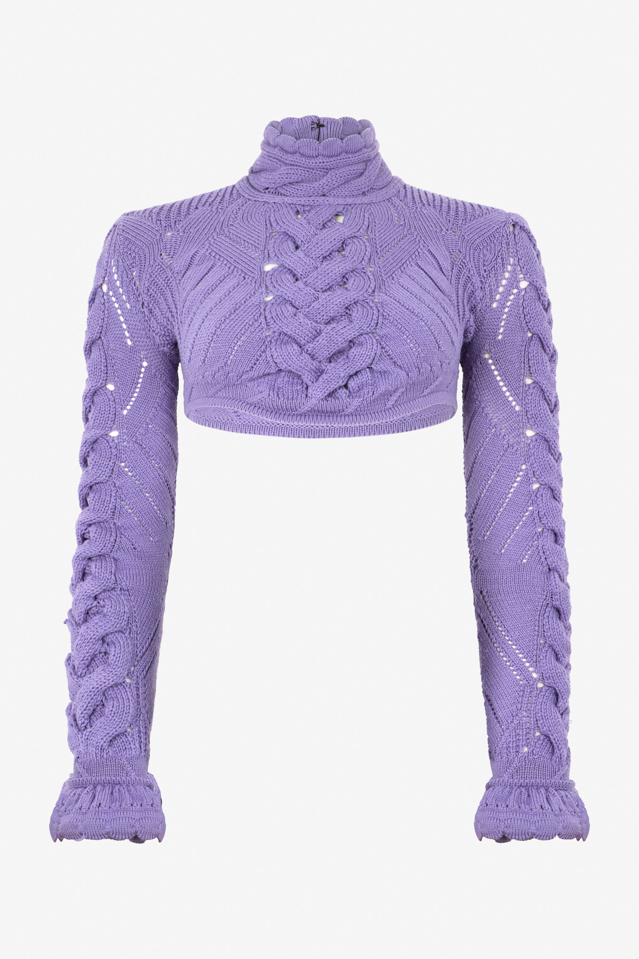 RC Kurzes Strick-Top Mit Flechtmuster Und Hohem Kragen LILAC XWM611-MQ015