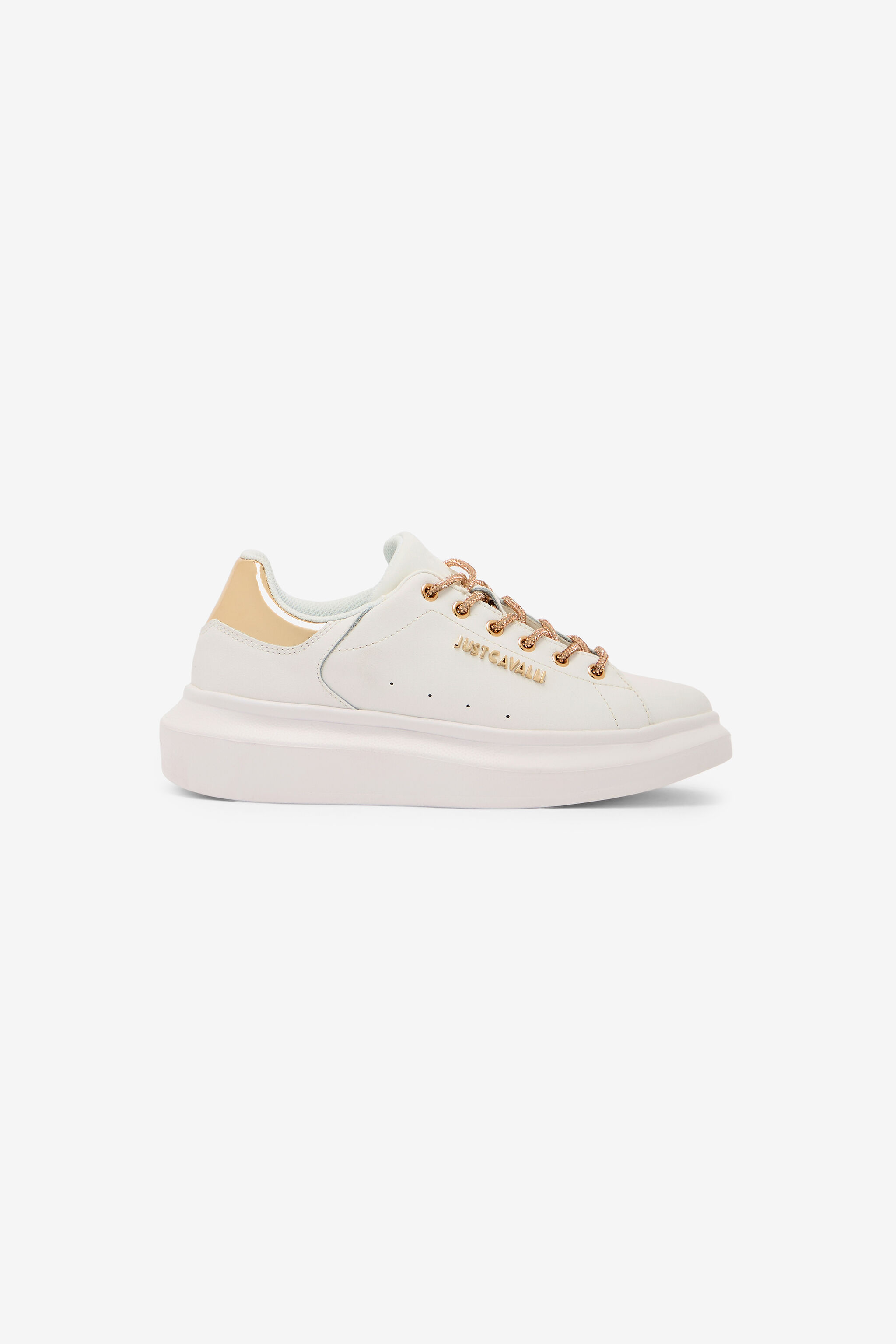 JC Lace-Up Sneakers With Rhinestones JC Lace-Up Sneakers With Rhinestones White/Gold UFS030-UF352