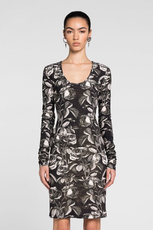 RC Midikleid mit Blumen-Print RC Midikleid mit Blumen-Print SILVER/BLACK PQT10B-LNF03