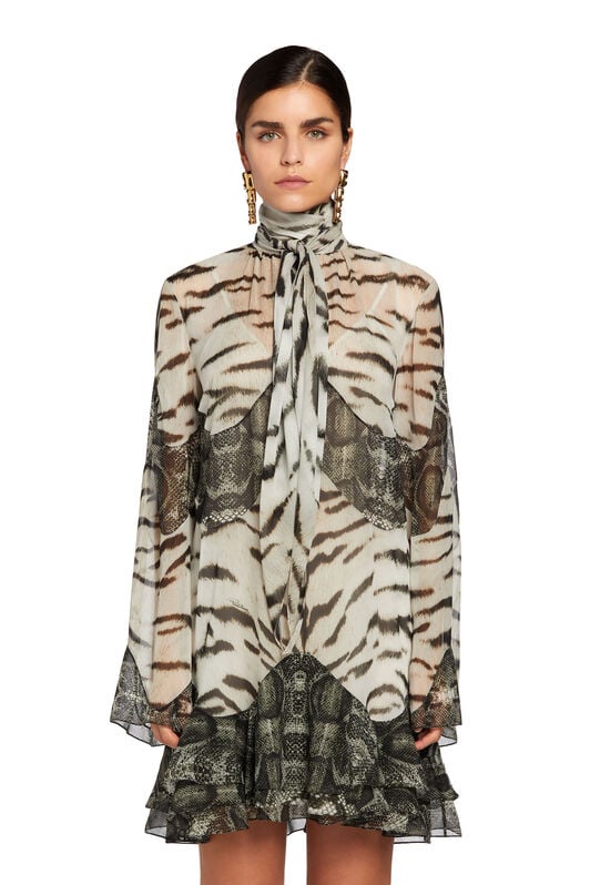 RC Mixed-printsilk mini dress RC Mixed-printsilk mini dress Black/White MQT135-GFA48
