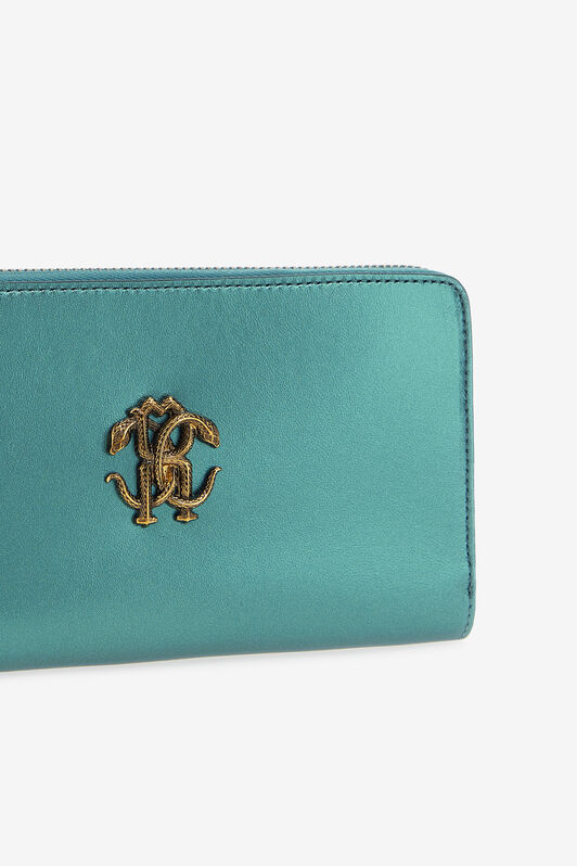 RC Smaragdgrüne Lederbrieftasche Mit Monogram RC Hellblau SKA001-PN199