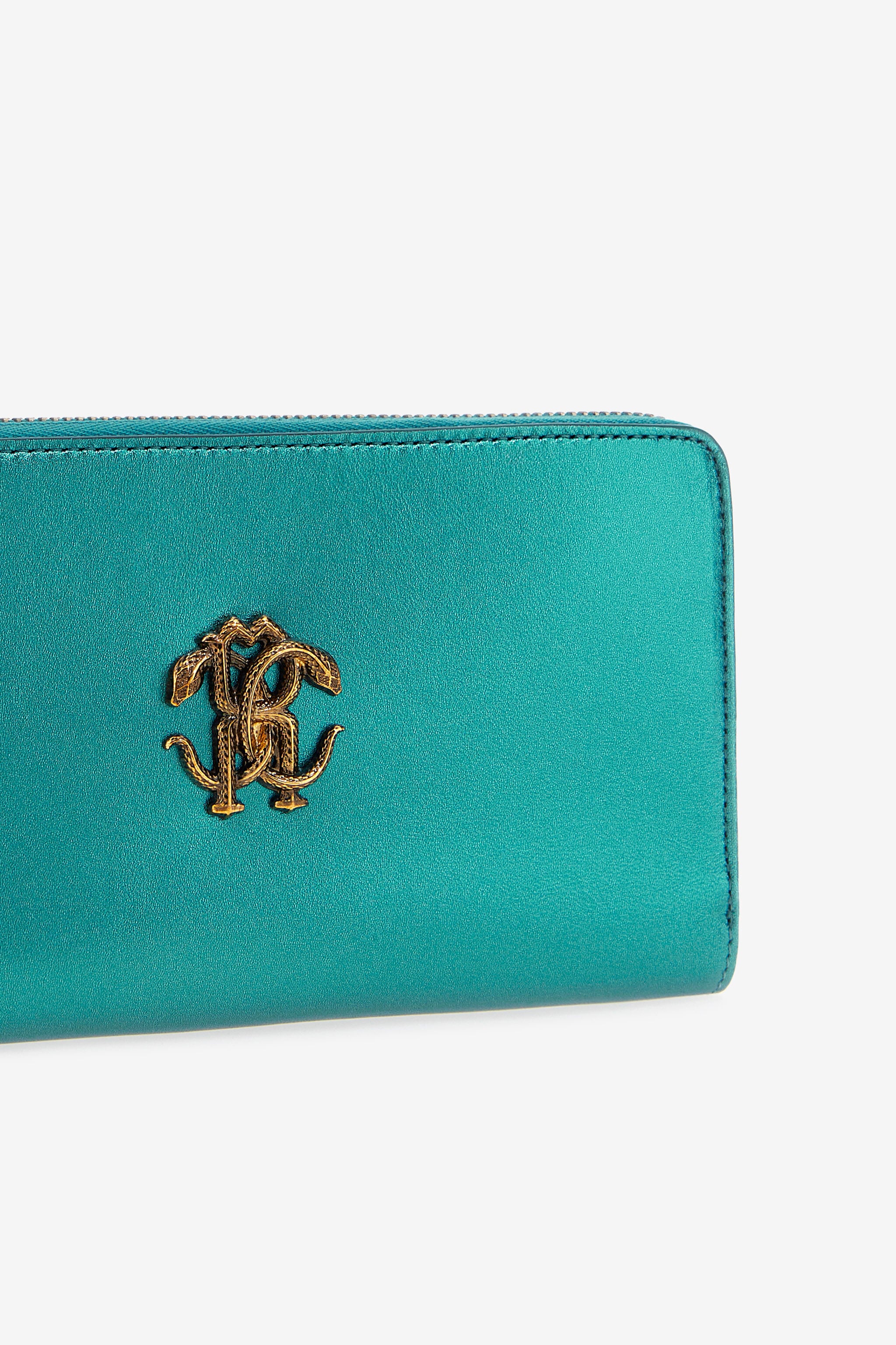 RC Smaragdgrüne Lederbrieftasche Mit Monogram RC Hellblau SKA001-PN199