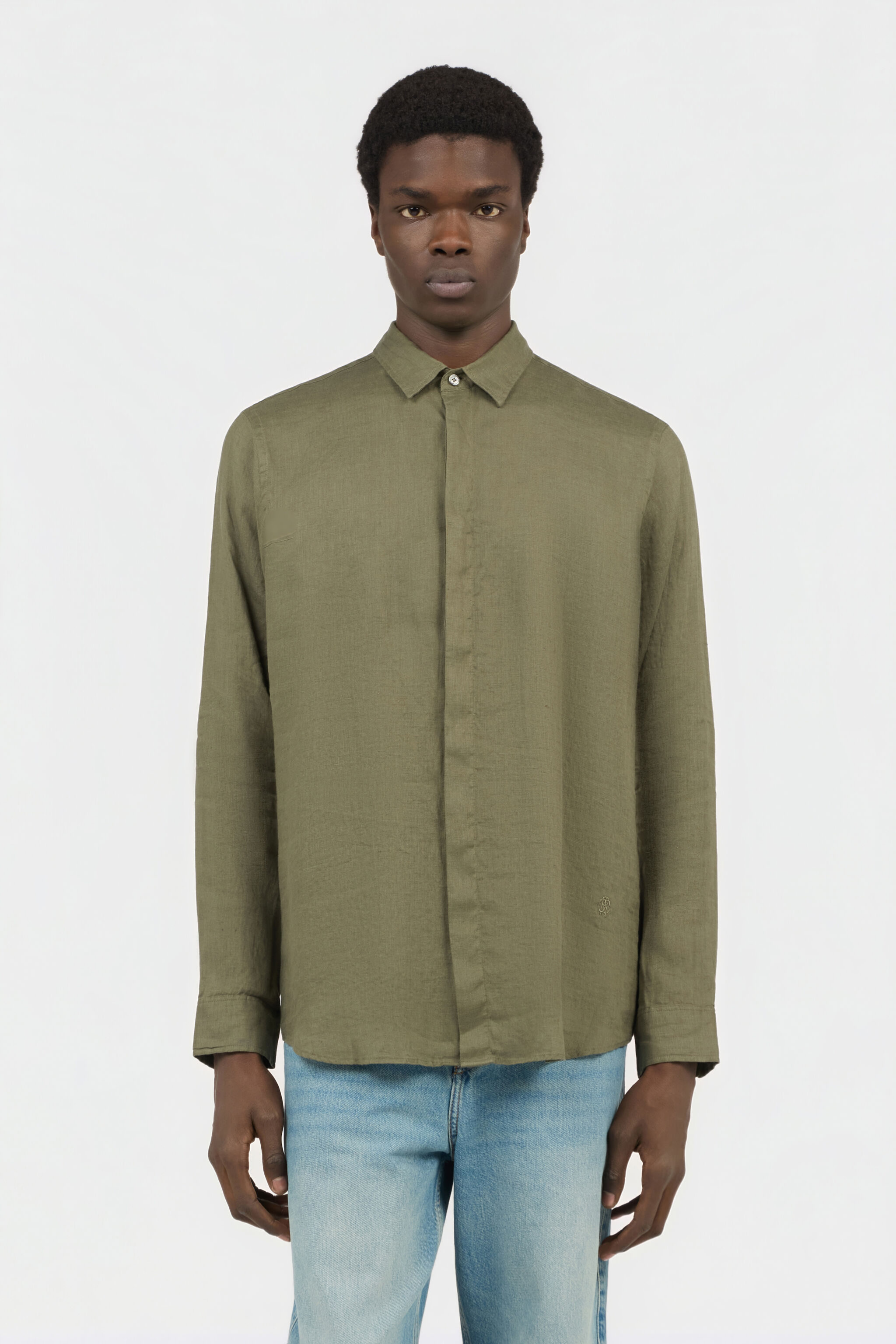Military Green Linen Shirt in BROWN for Men | Roberto Cavalli®