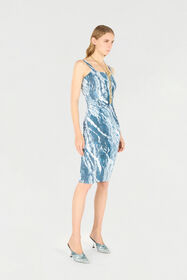 RC Marble-Print Midi Dress Dark blue UKT102-LNN22