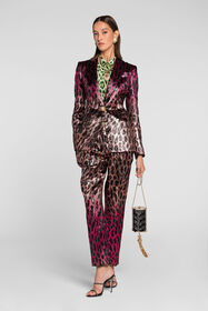 RC Animal-print lamé cropped trousers PINK/FUXIA QKT206-FY069