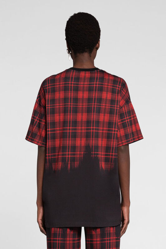 RC T-Shirt aus Baumwolle mit Tartan-Print RC T-Shirt aus Baumwolle mit Tartan-Print Schwarz/Rot PKT62G-JPE62
