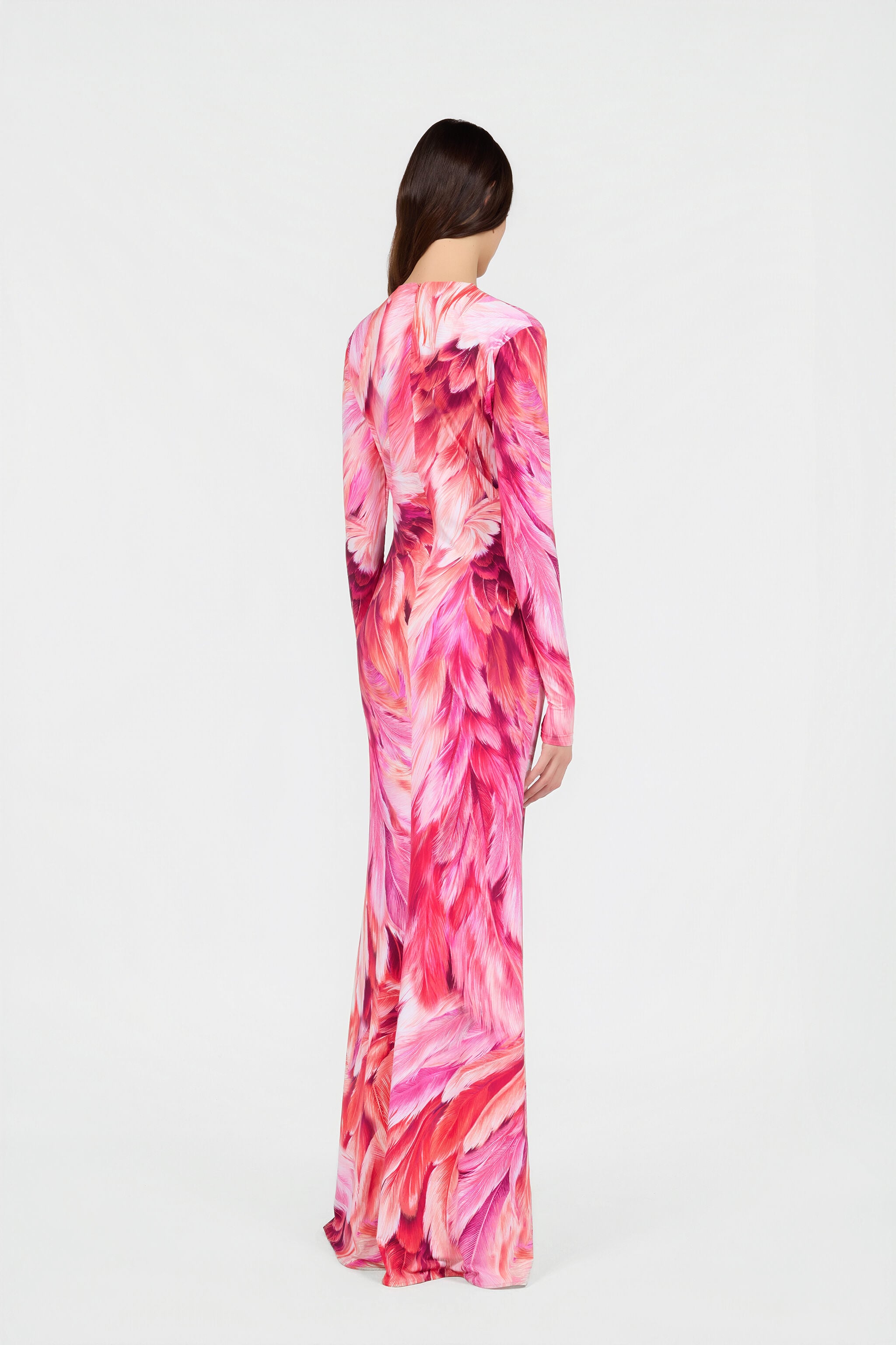 RC Vestido Maxi Estampado Plumange RC Vestido Maxi Estampado Plumange PEONIA SWT152-LNL71