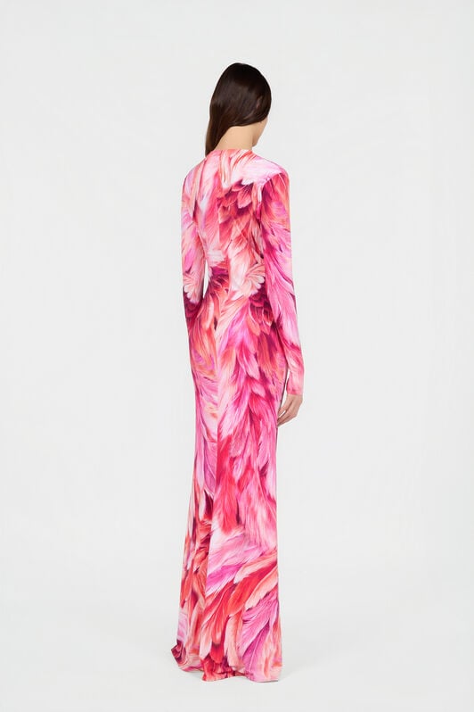 RC Vestido Maxi Estampado Plumange RC Vestido Maxi Estampado Plumange PEONIA SWT152-LNL71