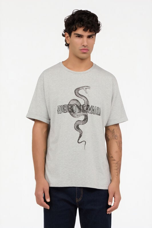RC Grey Mélange T-Shirt with Snake and Logo RC Grey Mélange T-Shirt with Snake and Logo GREY MELANGE ROT60D-JD055
