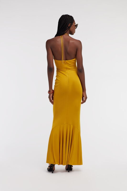 RC Vestido Maxi Amarillo Mostaza Con Flecos RC Vestido Maxi Amarillo Mostaza Con Flecos Amarillo SKT125-JJ036