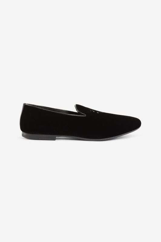 RC Loafers aus Samt mit Schlangenstickerei RC Loafers aus Samt mit Schlangenstickerei Schwarz PKS001-PZA95