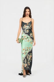 RC Vestido De Seda Con Estampado Kimono GREEN/BLACK XQT140-RYT25