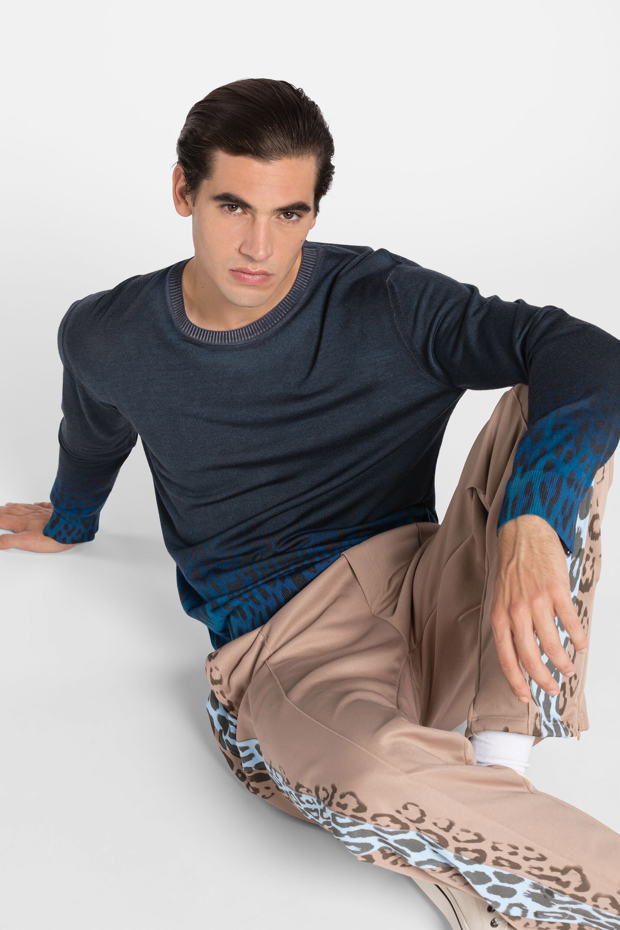 RC Jaguar Degrade print wool jumper Dark blue QRM606-MQ014