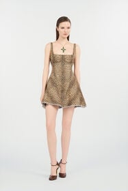 RC Flared Dress with Bbay Jaguar Print and Frayed Edges BROWN WQJ106-DAR31