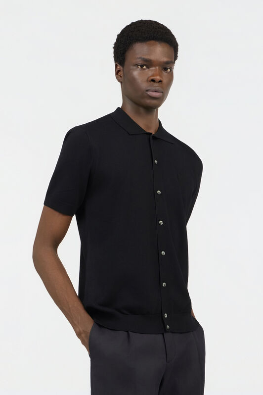 RC Black Knitted Polo Shirt with Monogram RC BLACK SOT71D-VI044