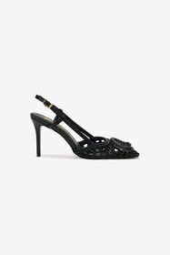 JC Zapatos de tacón destalonados con diseño trenzado BLACK WFS070-WF308