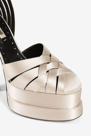 RC Caged leather platform sandals Ivory RKS008-FLR01