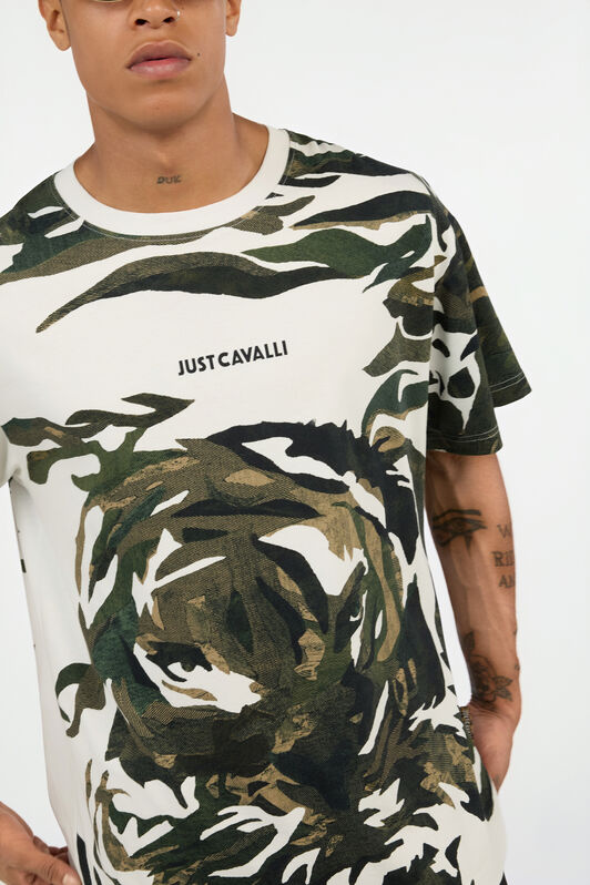 JC Camiseta Con Estampado Tiger Camu OFF WHITE VFT050-VF094