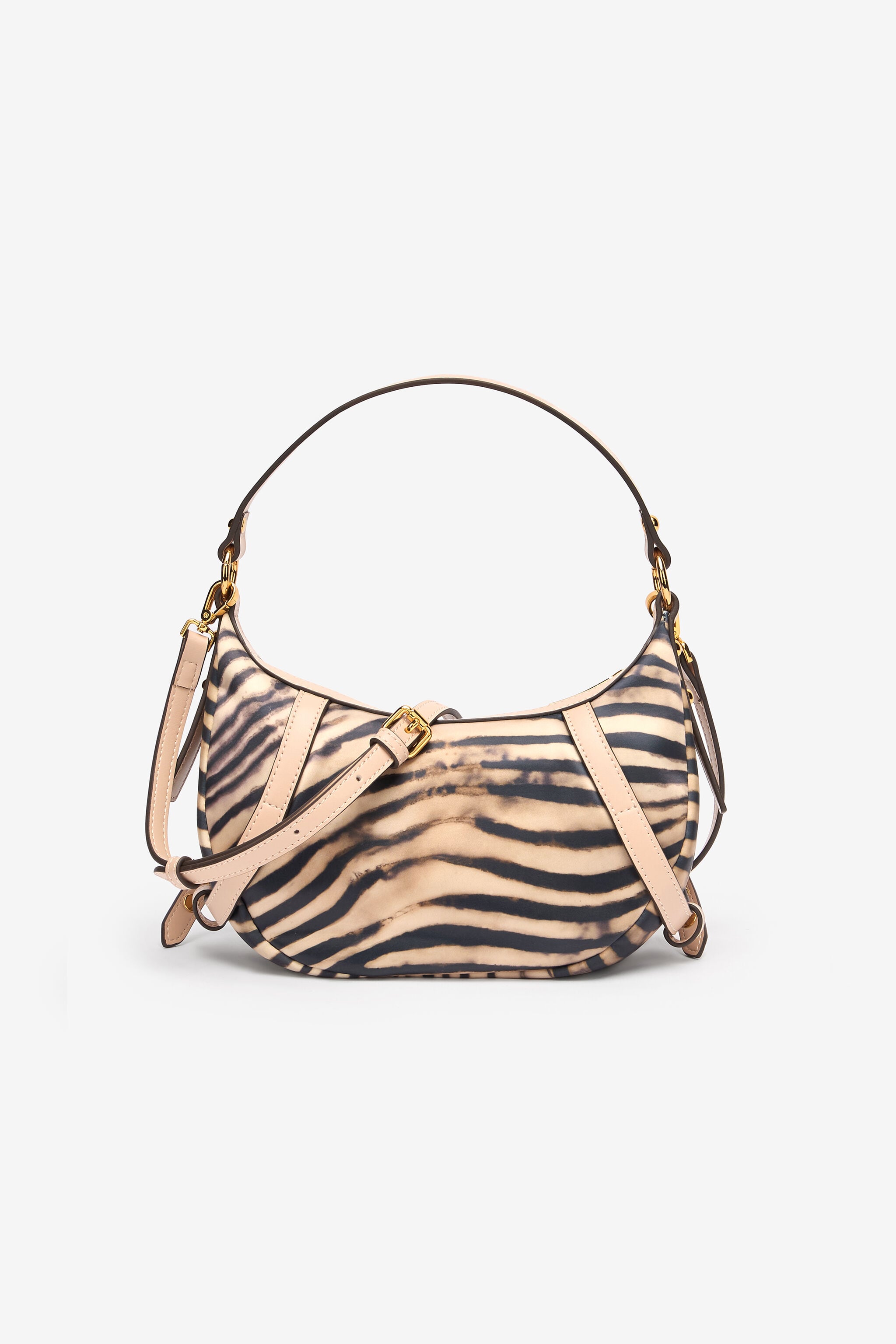 JC Hobo Bag With Tiger Skin Print And Logo JC Hobo Bag With Tiger Skin Print And Logo Light Brown UFB094-UF463