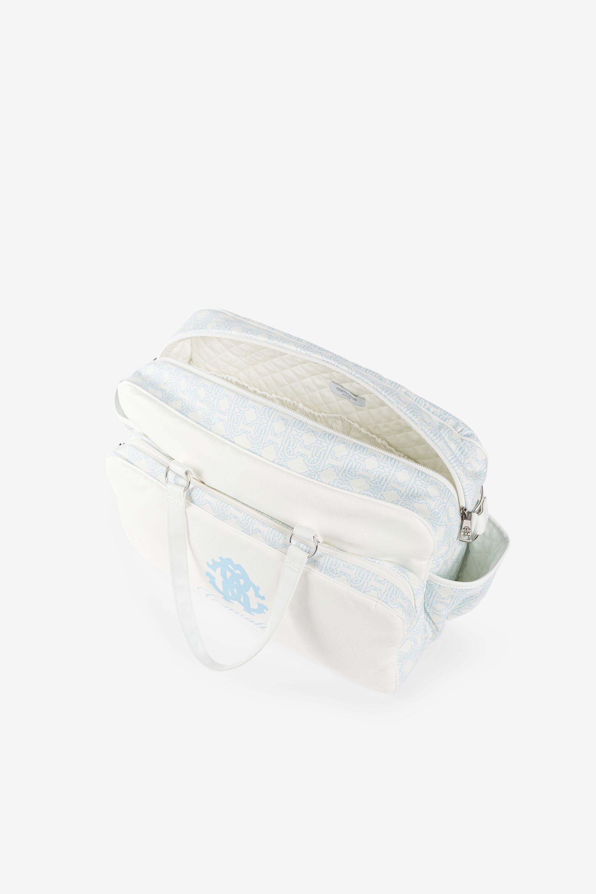 JU Monogram logo-print changing bag JU Monogram logo-print changing bag BABY BLUE/MILK WHITE PJB005-CSE21