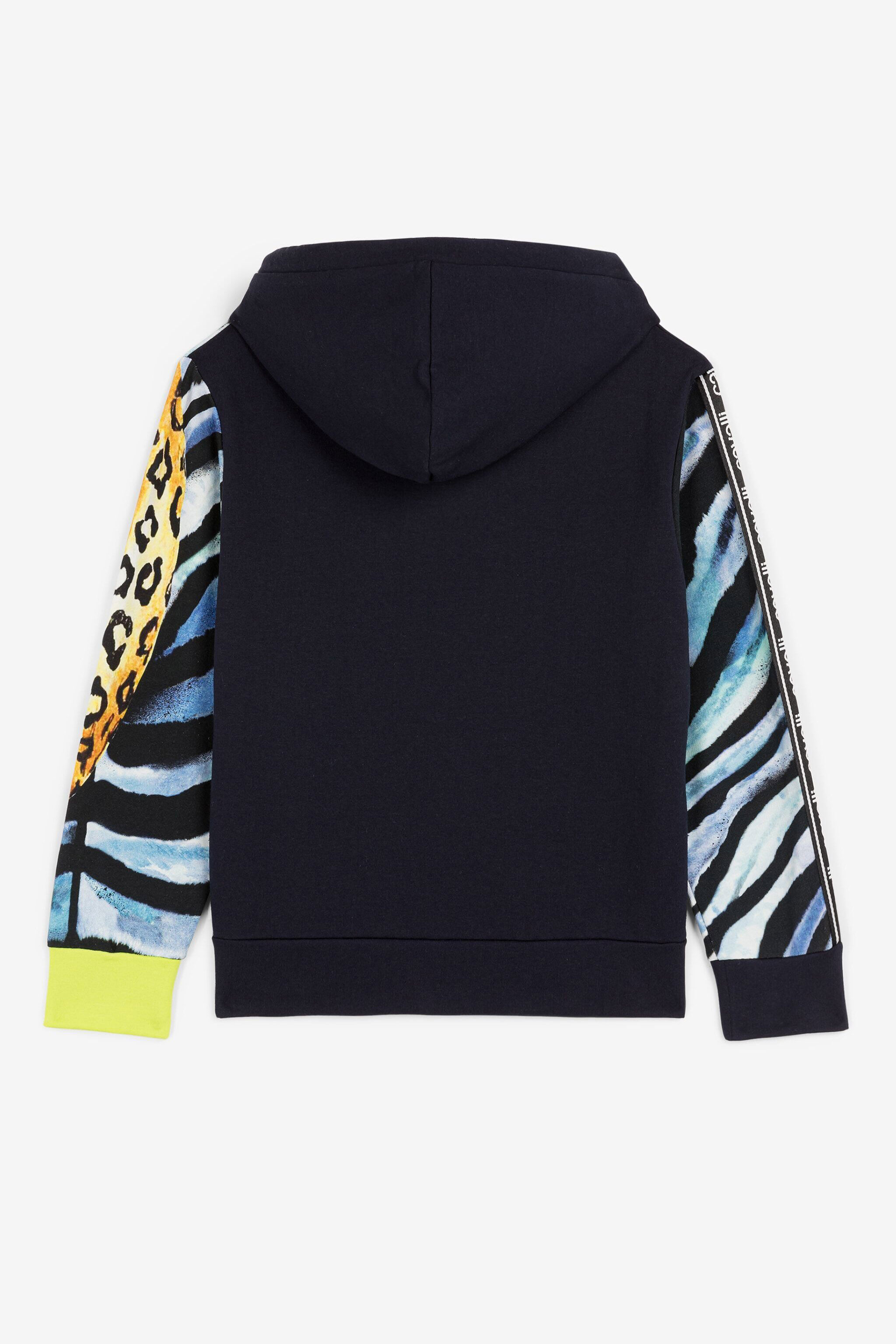 JU Patchwork-Print Hoodie JU Patchwork-Print Hoodie Dark blue OJT942-ISA2J