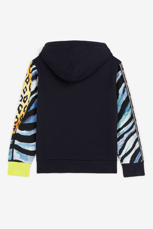JU Patchwork-Print Hoodie JU Patchwork-Print Hoodie Dark blue OJT942-ISA2J