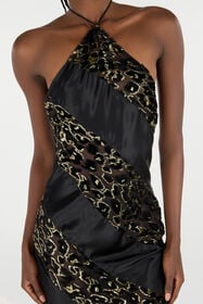 RC Long See-Through Dress With Leopard Print Pattern NERO ORO VQT130-FC005
