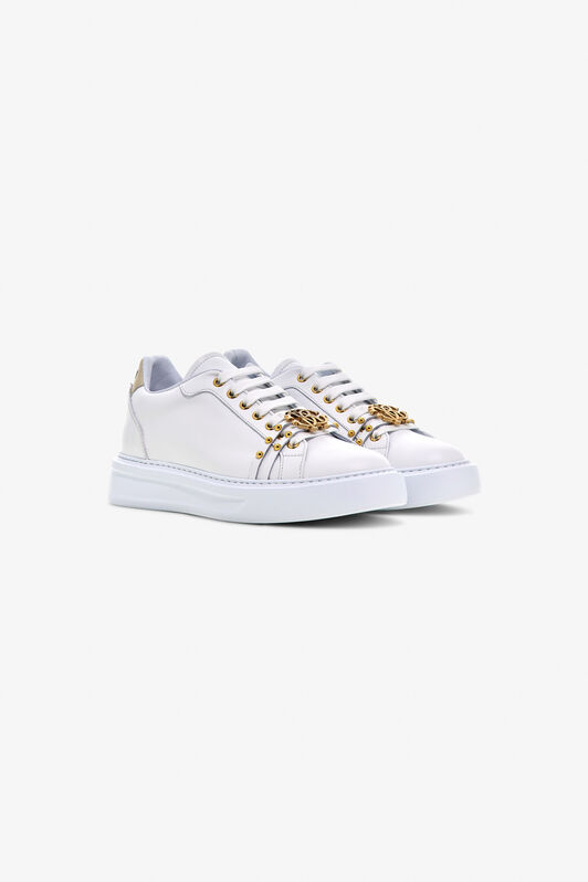 RC Studded Leather Sneakers WHITE/GOLD OOS01B-PZ085