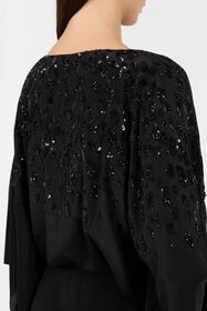 RC Silk Maxi Dress with Embellished Detail NERO/ARGENTO VWR179-SY001