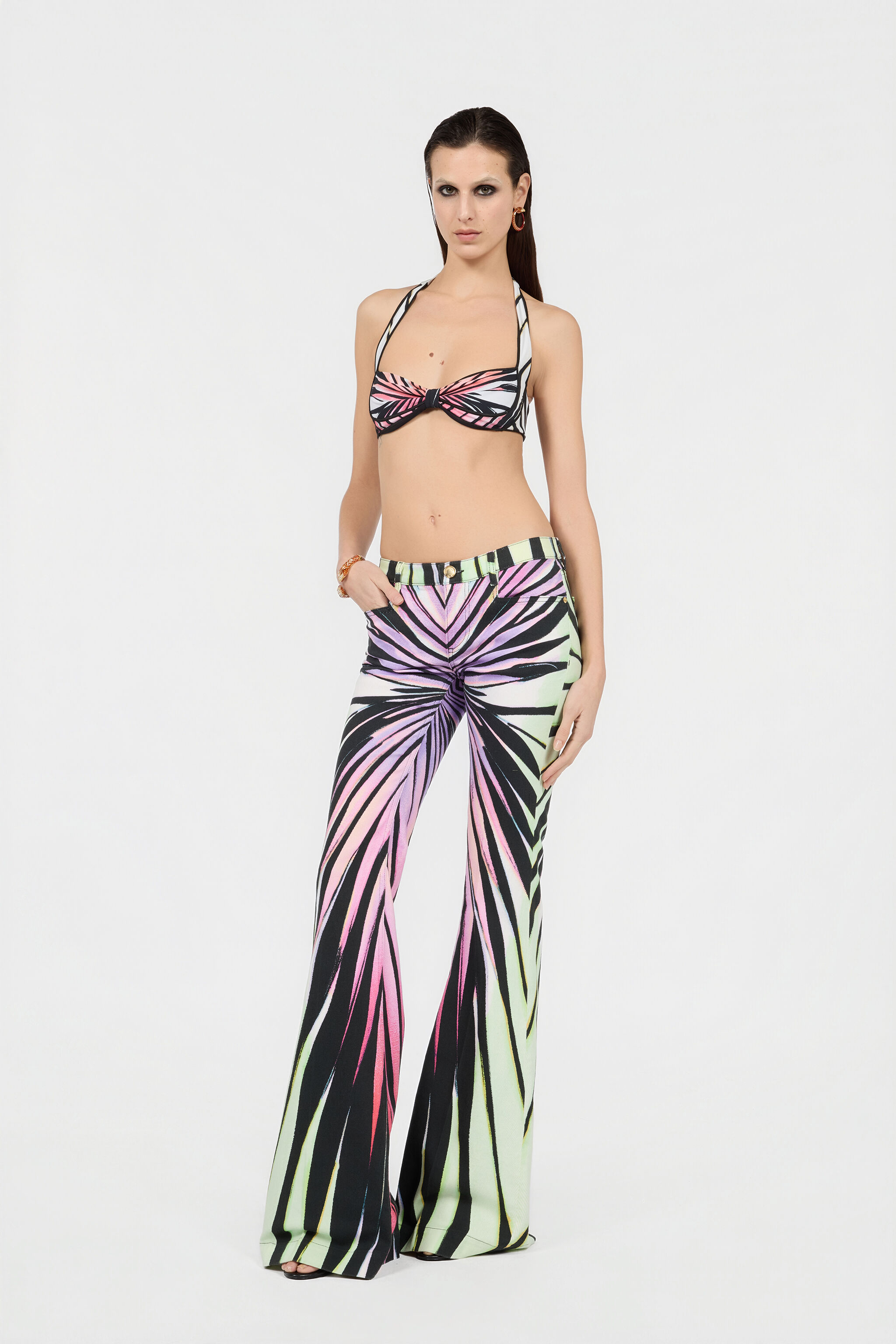 Ray Of Paradise Print Flared Jeans in MULTICOLOR for Women