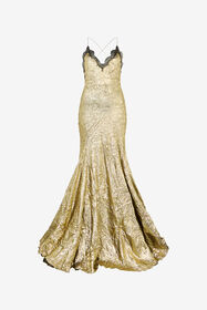 RC Gold Maxi Dress in Craquelé Silk Blend GOLD WWT162-GU002