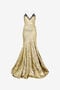 RC Robe dorée extra-longue en mélange de soie craquelé GOLD WWT162-GU002