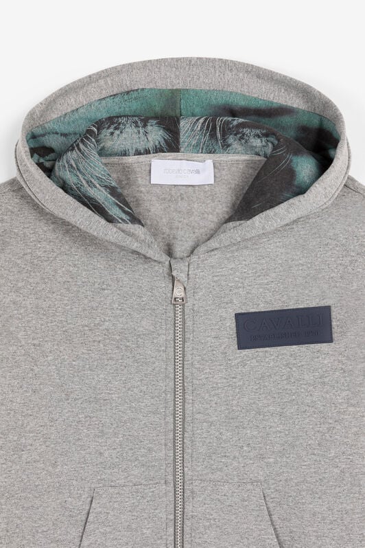 JU Hoodie mit Logo-Applikation und Reißverschluss JU Hoodie mit Logo-Applikation und Reißverschluss Grau PJT648-CF050