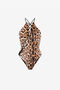RC Cheetah-print lace-up swimsuit Light Brown QKW00F-LNF53