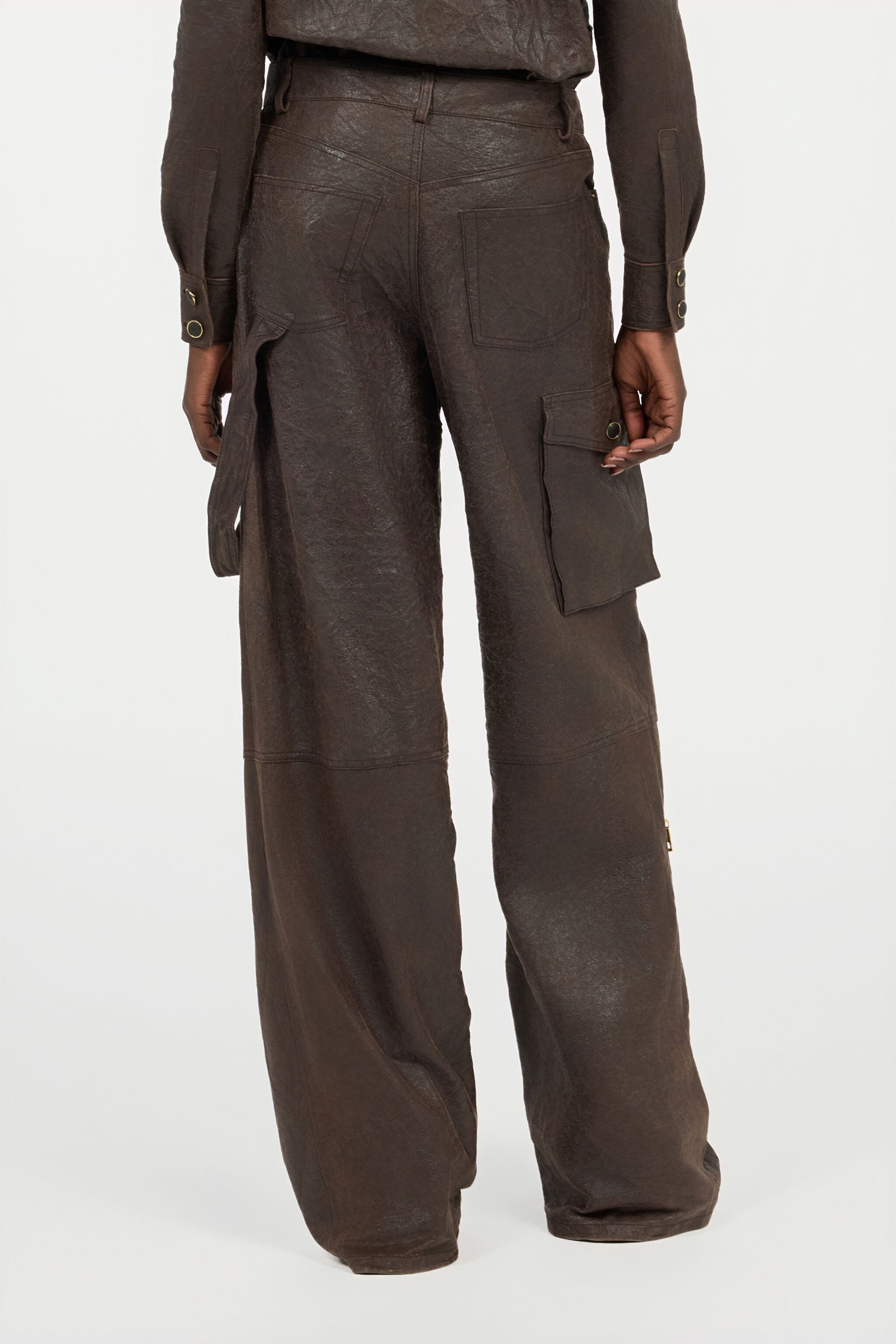 RC Pantalon En Cuir Véritable Brun Foncé RC Pantalon En Cuir Véritable Brun Foncé Marron VWP250-PN002