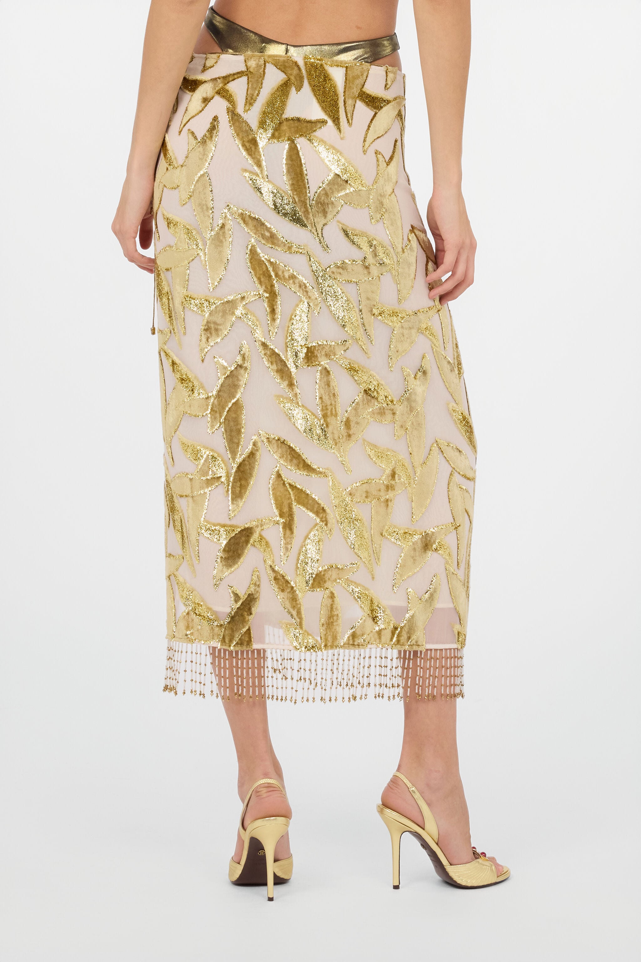 RC Ivory Midi Skirt with Foliage Motif RC Ivory Midi Skirt with Foliage Motif IVORY WWR305-FC007
