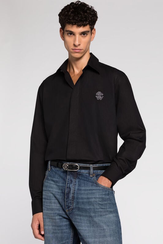 RC Embroidered-logo cotton shirt RC Embroidered-logo cotton shirt Black RRT710-CH061