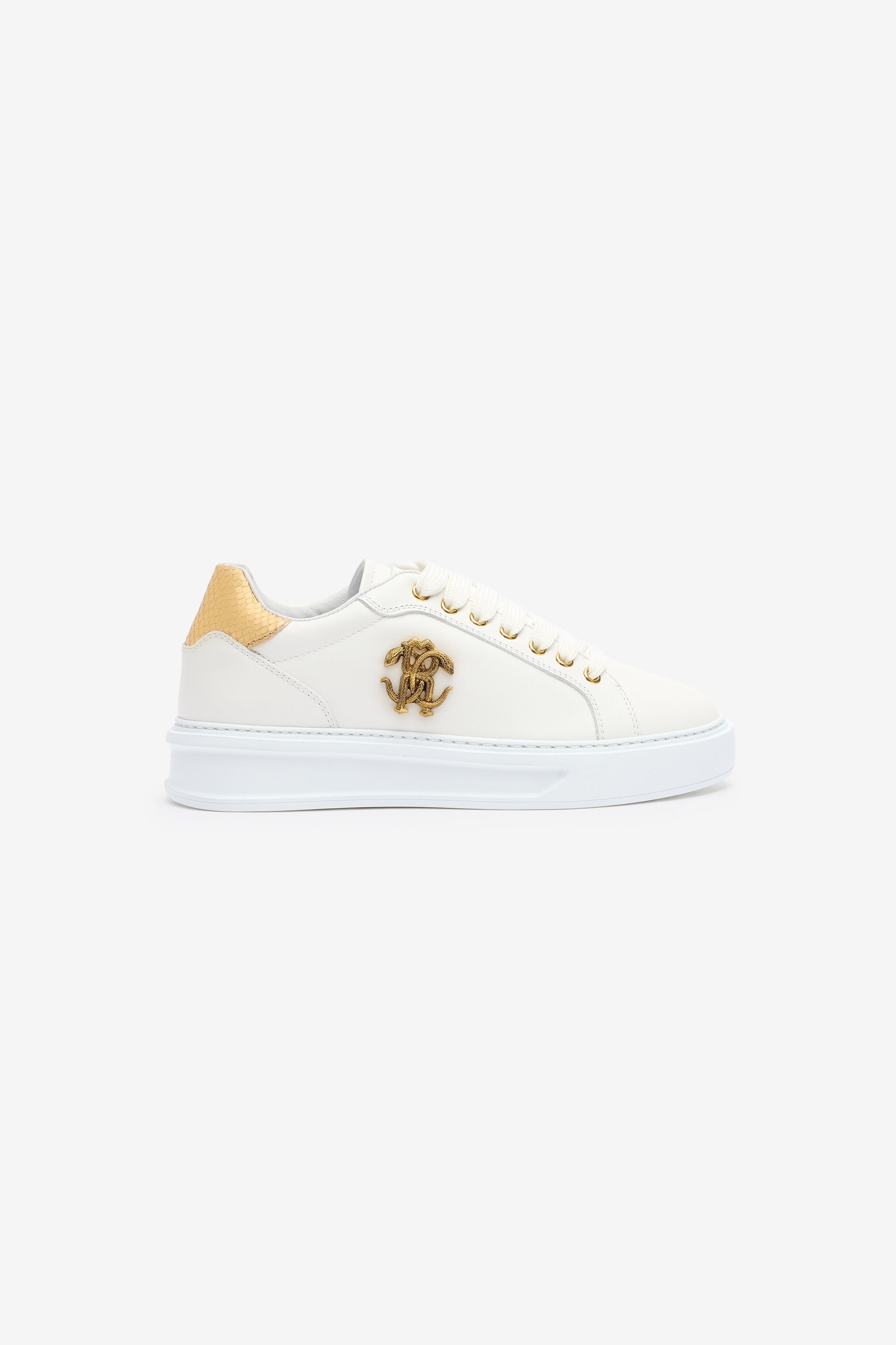 RC Sneakers Avec Monogramme Mirror Snake Et Contrefort Lamé Blanc SKS031-PZ95A