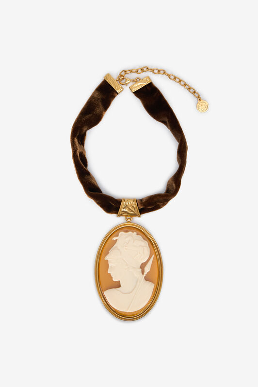 RC Black Choker With Caramel Cameo Pendant RC Black Choker With Caramel Cameo Pendant ORO/NERO/CARAMELLO/B VWG007-AM131