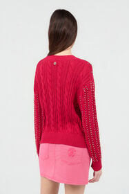 RC Red Studded Cable-Knit Sweater CHERRY SOM60D-MG008