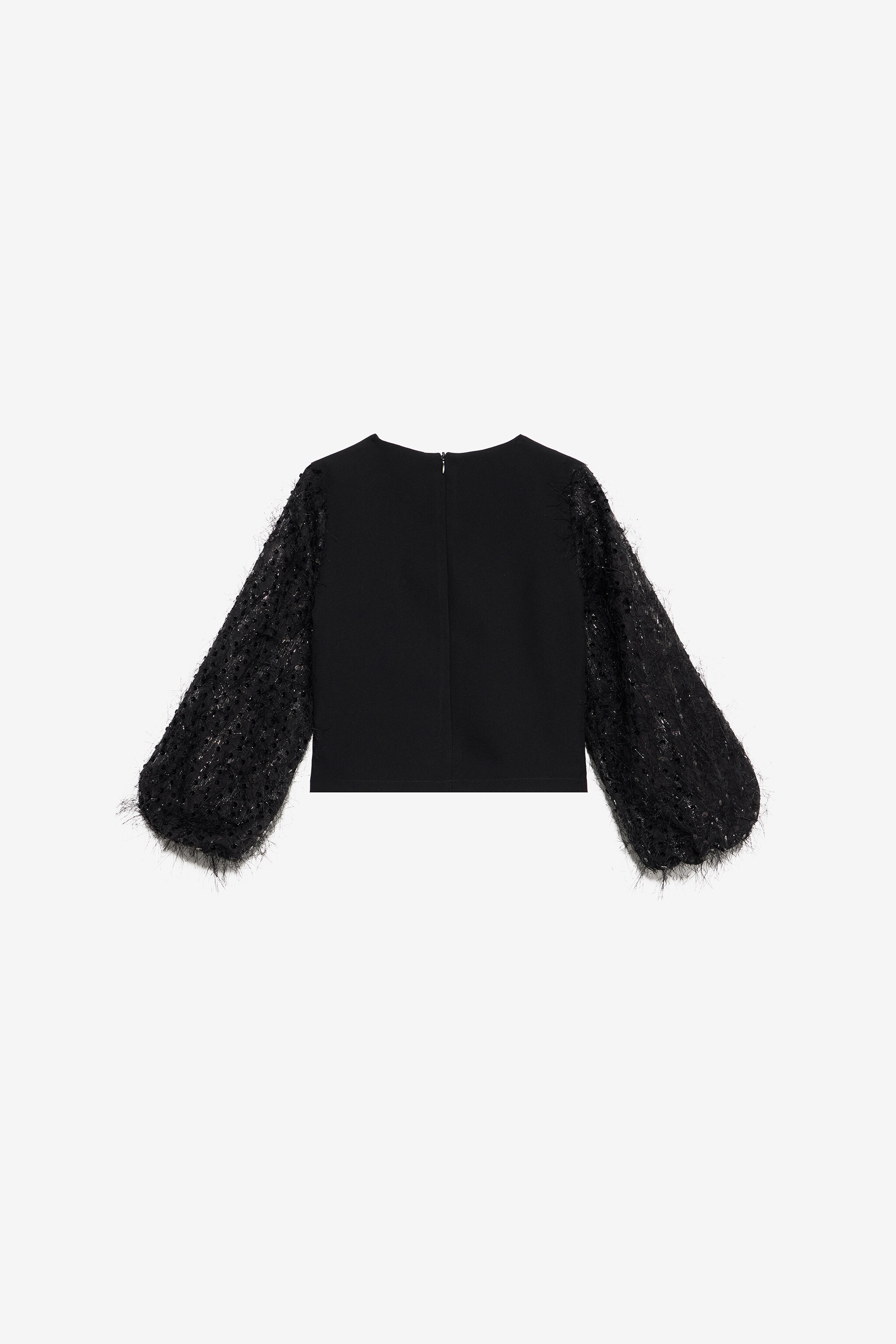 JU Blouse à manches amples et à paillettes JU Blouse à manches amples et à paillettes BLACK XJM60H-GA082
